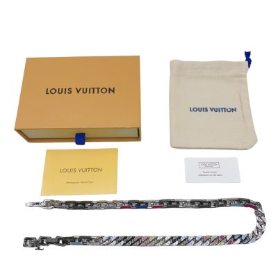 Premium Louis Vuitton Necklace Silver Logo Style