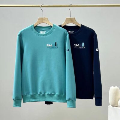 Premium Fila Sweatshirts Blue Cotton Embroidery Style