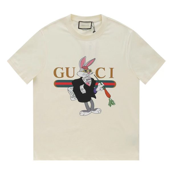 High Quality Gucci Short Sleeves Black Cotton Logo Style