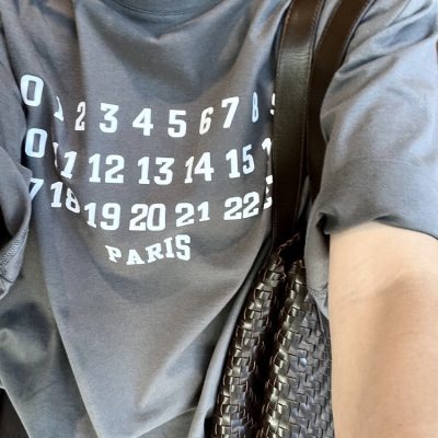 Luxury Margiela Short Sleeves Gray Cotton Print Style
