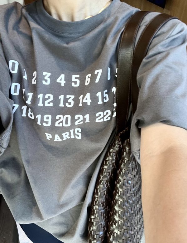 Luxury Margiela Short Sleeves Gray Cotton Print Style