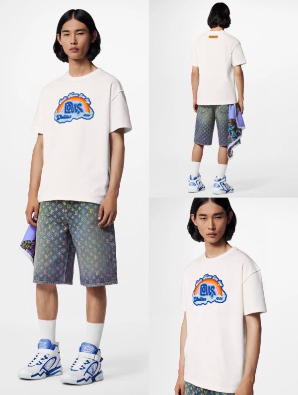 Premium Quality Louis Vuitton Short Sleeves Rainbow Cotton Breathable Style