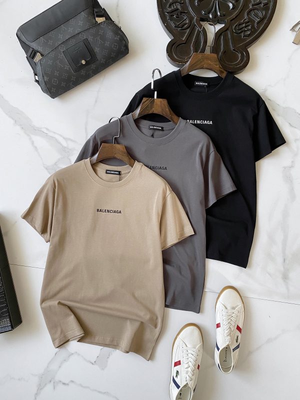Premium Balenciaga Short Sleeves Black Cotton Logo Luxury