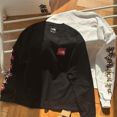 Luxury The North Face Long Sleeves Black Cotton Logo Style