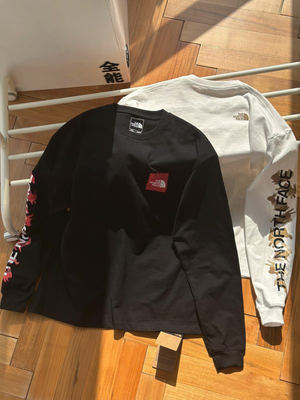 Luxury The North Face Long Sleeves Black Cotton Logo Style