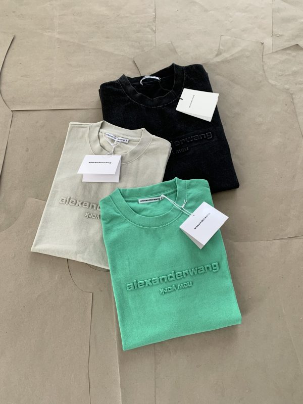 Premium Quality Alexander Wang Short Sleeves Black Cotton Logo Collection