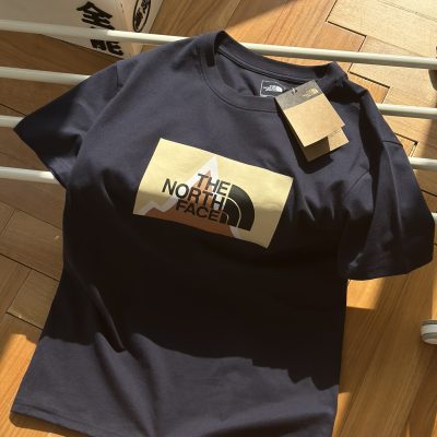 Premium The North Face Short Sleeves Navy Cotton Logo Style