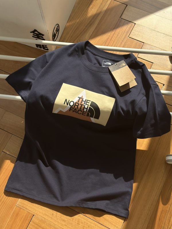Premium The North Face Short Sleeves Navy Cotton Logo Style
