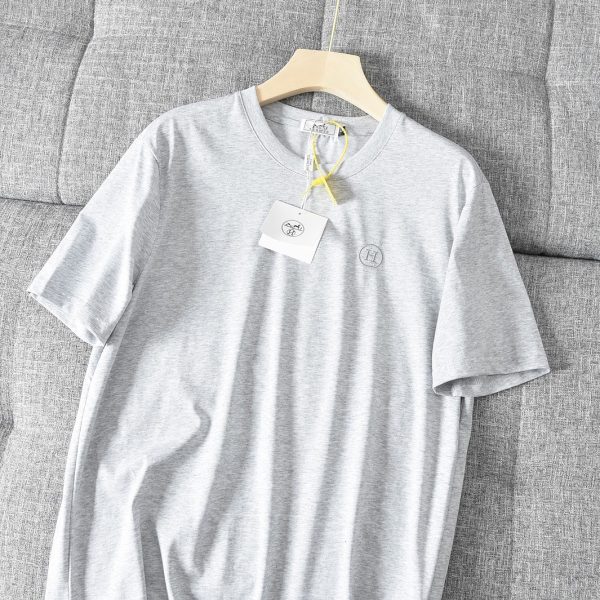 High Quality Herm???S Short Sleeves Black Cotton Embroidered Style