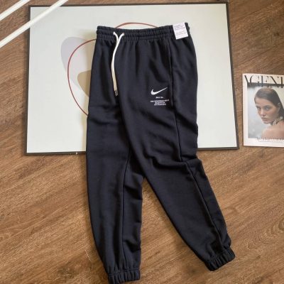 High Quality Nike Sweatpants Black Cotton Embroidered Collection
