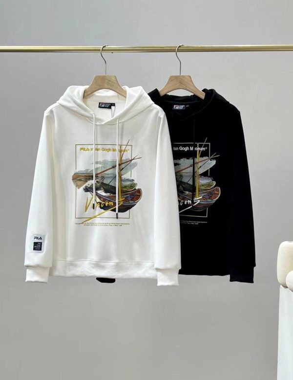 Best Selling Fila Sweatshirts Black Cotton Print Collection
