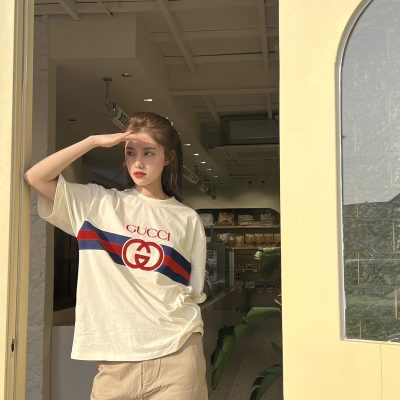 Luxury Gucci Short Sleeves White Cotton Classic Style