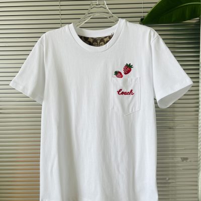 Best Selling Coach Short Sleeves White Cotton Classic Luxury