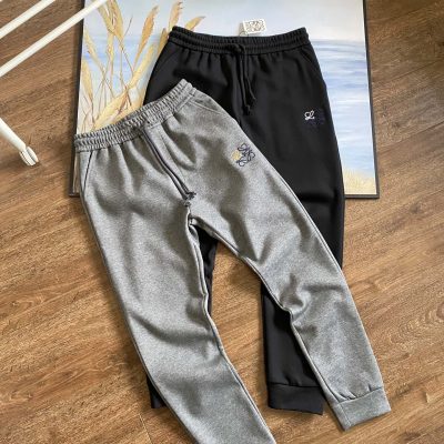 Premium Loewe Casual Pants Black Knit Solid Style