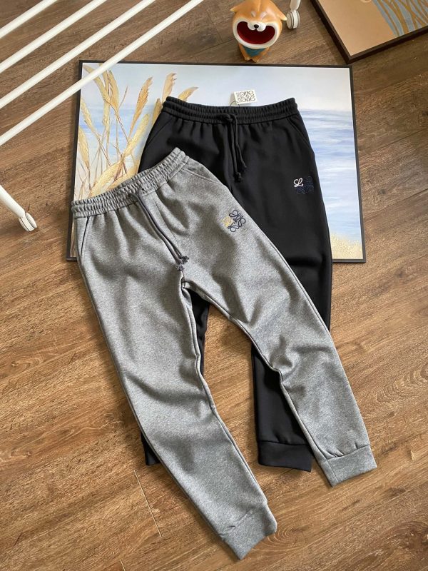 Premium Loewe Casual Pants Black Knit Solid Style