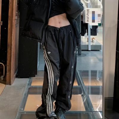 Best Selling Adidas Sweatpants Black Nylon Washed Style