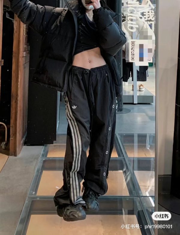 Best Selling Adidas Sweatpants Black Nylon Washed Style
