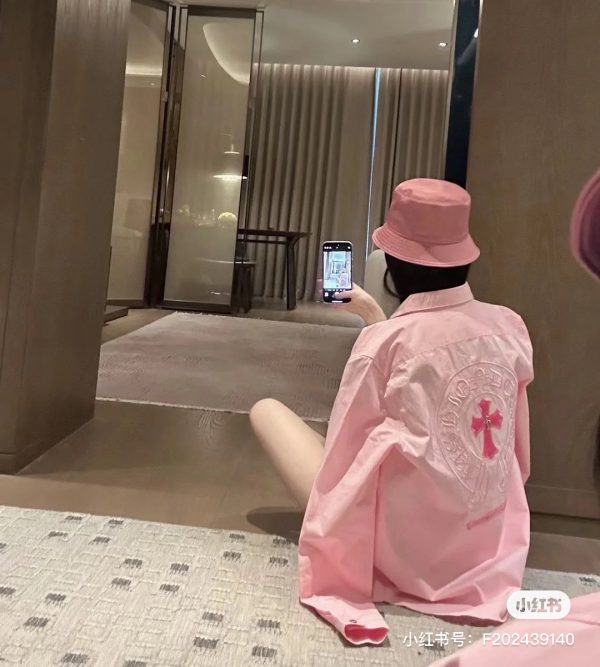 Luxury Chrome Hearts Shirt Pink Embroidered Luxury