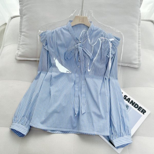 Premium Maje Shirt Blue Striped Style