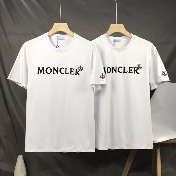 High Quality Moncler Short Sleeves White Cotton Embroidered Style