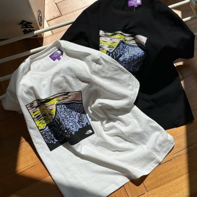 Luxury The North Face Short Sleeves Purple Cotton Print Style