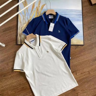 Luxury Boss Short-Sleeved T-Shirts Navy Cotton Casual Luxury