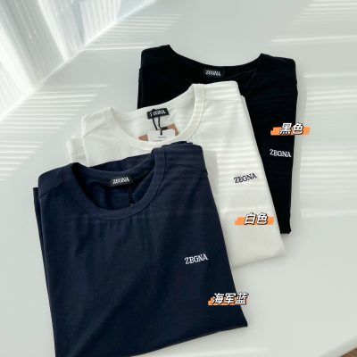 Premium Zegna T-Shirt Black Cotton Breathable Collection