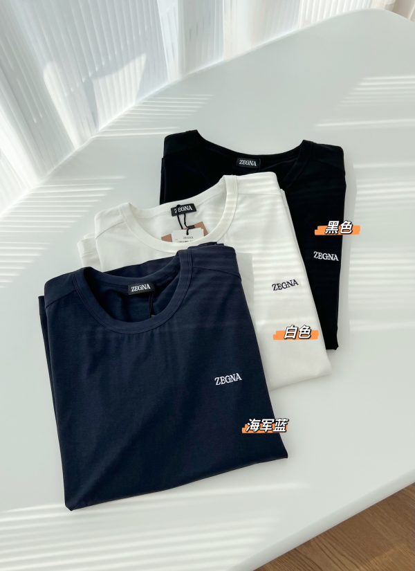 Premium Zegna T-Shirt Black Cotton Breathable Collection