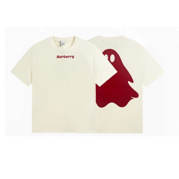 Premium Burberry Short Sleeves Red Logo Luxury