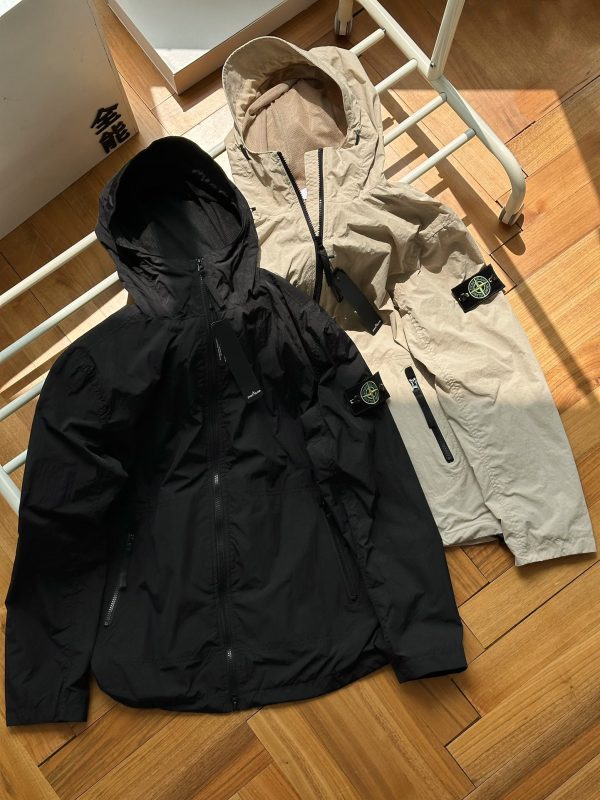 High Quality Stone Island Long Sleeves Black Nylon Solid Collection