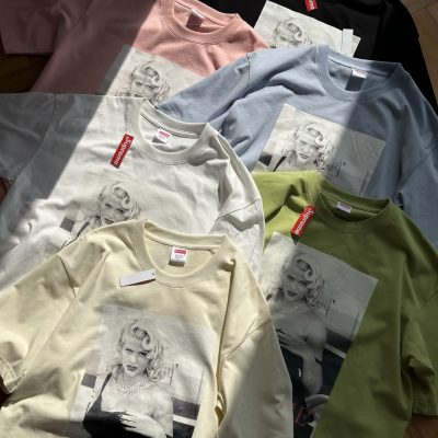 High Quality Supreme Short Sleeves Blue Cotton Graphic Collection