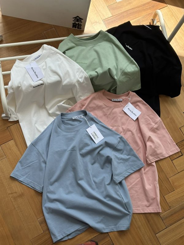 Premium Acne Studios Short Sleeves Black Cotton Logo Luxury