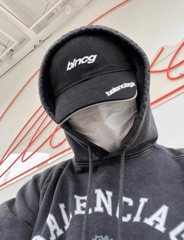 Premium Balenciaga Hat Black Cotton Embroidered Style