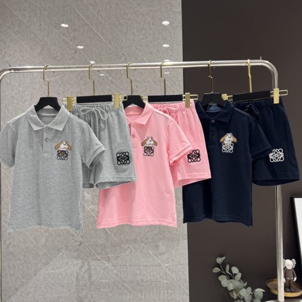 Luxury Loewe Set Gray Cotton Embroidered Luxury
