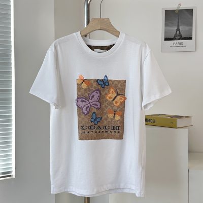 Premium Quality Coach Short-Sleeved Shirts Knit Print Luxury