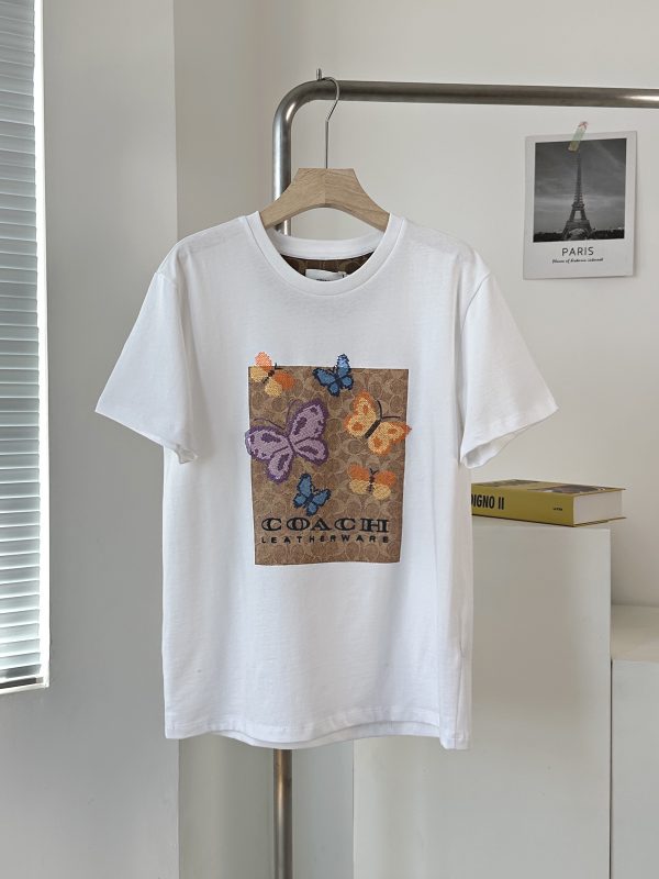 Premium Quality Coach Short-Sleeved Shirts Knit Print Luxury