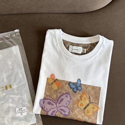 Premium Quality Coach Short-Sleeved Shirts Knit Print Luxury