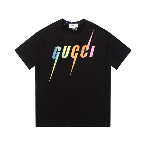 Premium Quality Gucci Short Sleeves Black Cotton Gradient Luxury