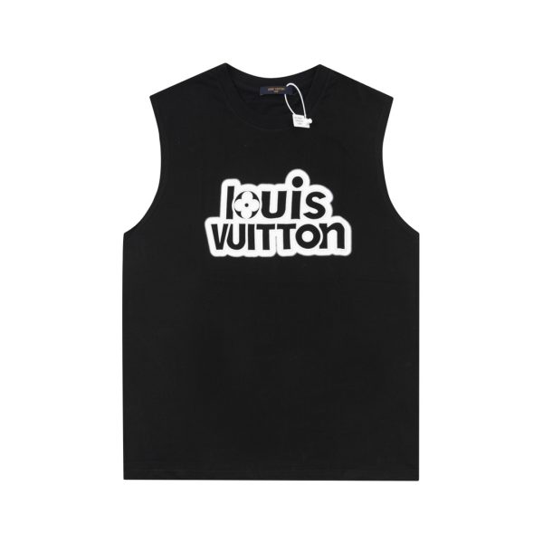 Premium Quality Louis Vuitton Sleeveless Black Cotton Print Style