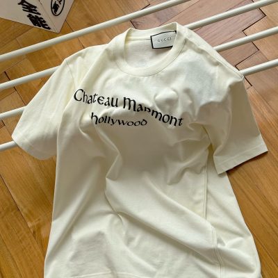 Best Selling Gucci Short Sleeves White Cotton Print Collection