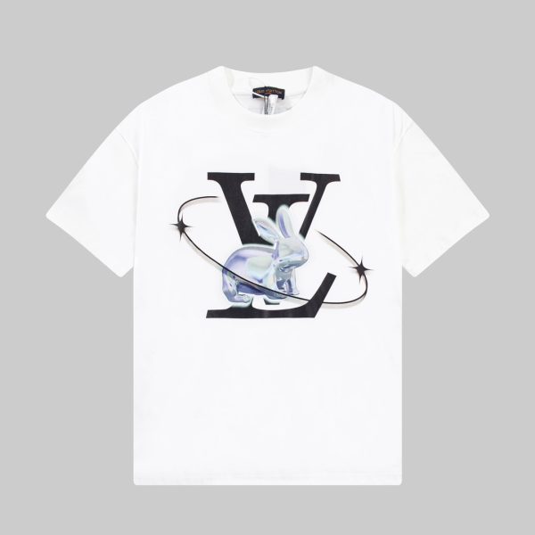Luxury Louis Vuitton Short Sleeves Silver Print Luxury