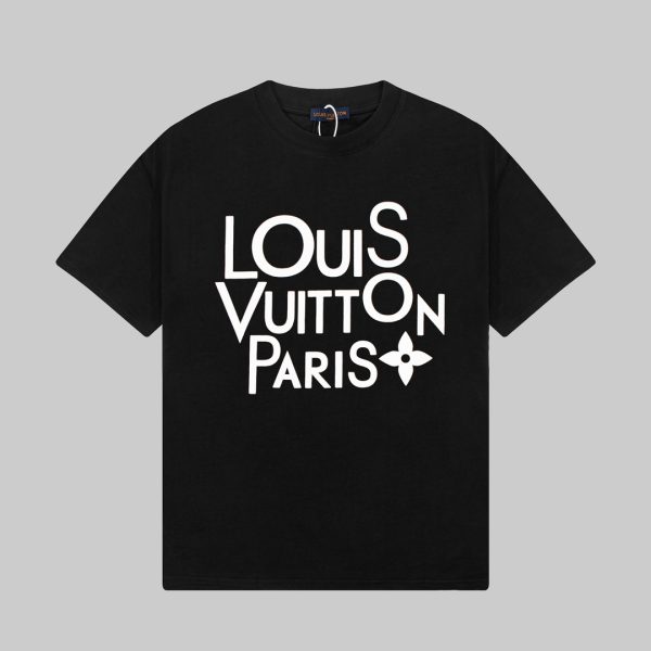 Premium Louis Vuitton Short Sleeves Black Print Style