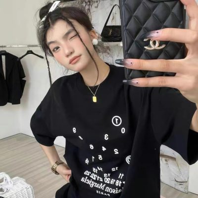 High Quality Margiela Short Sleeves Black Cotton Print Luxury