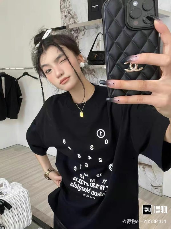 High Quality Margiela Short Sleeves Black Cotton Print Luxury