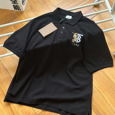 Premium Burberry Short-Sleeved Cotton Embroidered Style