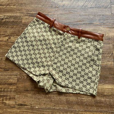 High Quality Gucci Shorts Brown Leather Classic Luxury