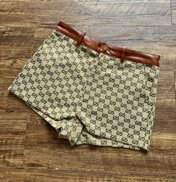 High Quality Gucci Shorts Brown Leather Classic Luxury