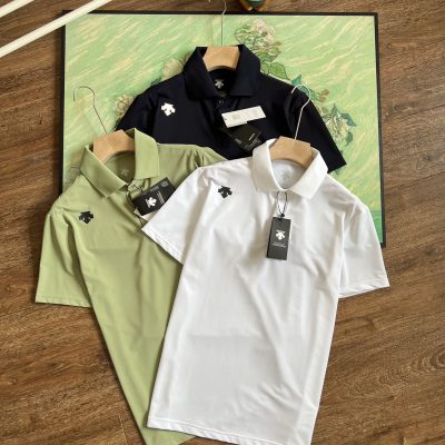 High Quality Descente Short-Sleeved Shirts Navy Breathable Style