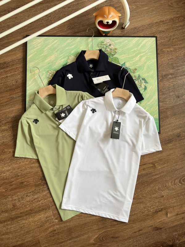 High Quality Descente Short-Sleeved Shirts Navy Breathable Style