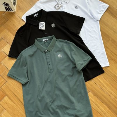 High Quality Loewe Polo Shirt Black Cotton Classic Collection